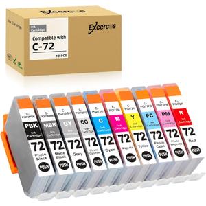 CLI-72 CLI72 C-72 Ink Cartridge Compatible for Canon PIXMA Pro-10 PIXMA PRO-10S (1Photo Black/1Matte Black, 1 Cyan/1Magenta/1Yellow/1Photo Cyan/1Photo Magenta/1Red, 1Gray/1Chroma Optimizer)