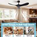 Homlit Ceiling Fan Without Light, 72 Inch Smart Wood Ceiling Fan no Lights, Compatible with Alexa/Google, 3 Natural Walnut Black Blades, Remote, Quiet Reversible DC Motor for Indoor Outdoor
