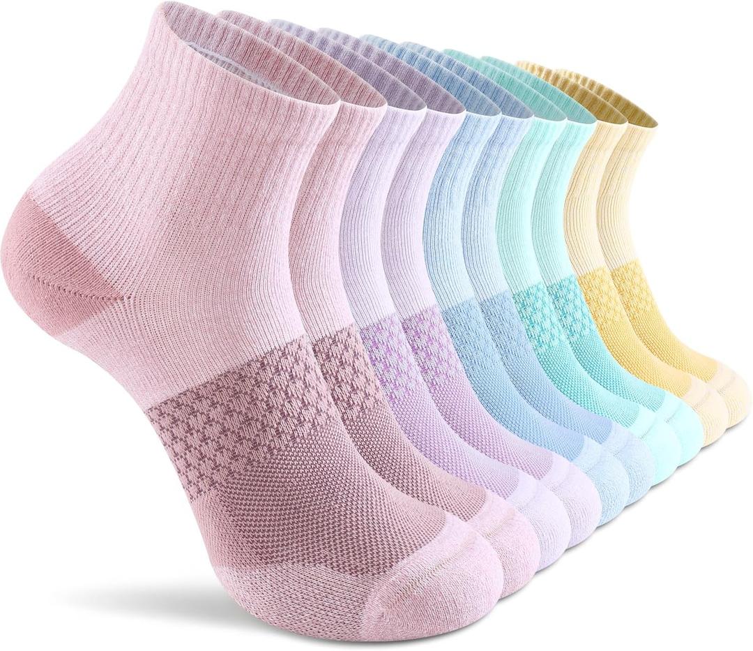 CS CELERSPORT 5 Pairs Women's Ankle Socks Running Athletic Sport Socks with Cushion, Small