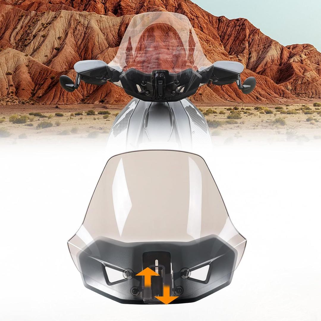 XXL Adjustable 3" Windshield for Can-Am Ryker 600, 900 & Sport Rally, 150% Dark Tinted Wider Front Hard Coated Adventure Windshield for Ryker All Models Accessories, Replaces #219401032