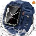 Goton 3 in 1 Waterproof Case with Band for Apple Watch with Built-in Tempered Glass Screen Protector 40mm, 360 Shockproof Bumper Face Cover with Band for Apple Watch SE 3/SE 2/SE, Series 6/5/4, 40mm