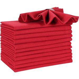 Hausattire Reusable Napkins Cloth Washable 100% Cotton 18x18 Inch Dinner Table Napkin Home Banquet Party Wedding |Set of 12 Cloth Napkins Easter Basket Decor|Red
