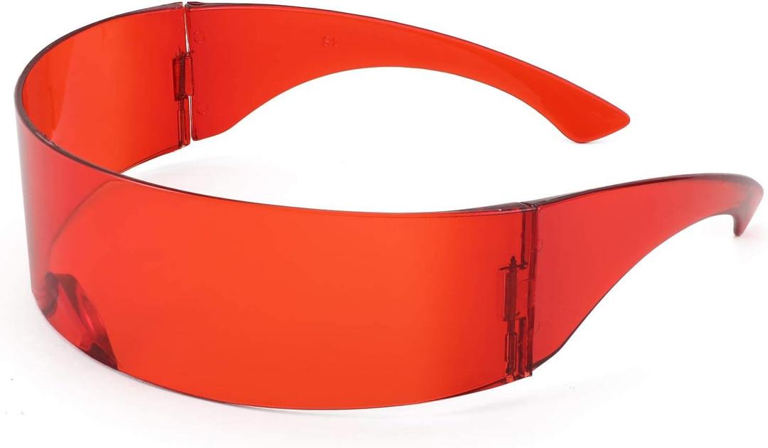 FEISEDY 80s Futuristic Cyclops Cyber Visor Sunglasses Men Women Punk Style Cosplay B2740 (Red)