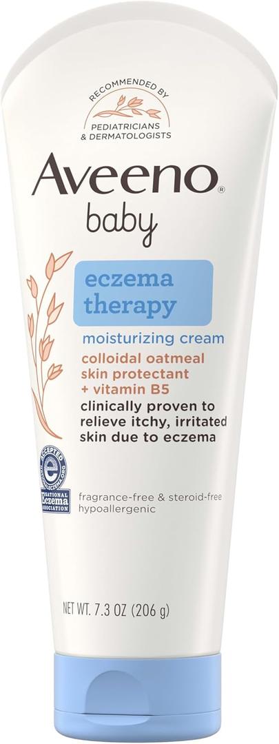 Aveeno Baby Eczema Therapy Moisturizing Cream, Natural Colloidal Oatmeal & Vitamin B5, Baby Eczema Cream for Dry, Itchy, Irritated Skin Due to Eczema, Paraben- & Steroid-Free, 7.3 oz (7.3 Ounce (Pack of 1))