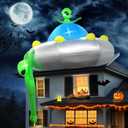 Kalolary 6FT Halloween Inflatable Hanging Alien UFO Outdoors Decoration, Blow Up Yard Decorations Scary Alien Inflatable with Build-in LED Lights for Halloween Party Garden Lawn Indoor Outdoor Decors