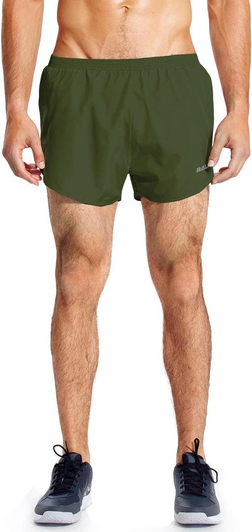baleaf Men's 3 Running Shorts Gym Quick Dry Athletic Workout Pocket Lightweight Brief (Large, 01-army Green)
