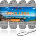 3/4" x 25' Dock Lines 4 Pack, Boat Dock Lines Double Braided with Pre-Spliced 15" Loop, Boat Rope Marine Rope High Strength Mooring for Docking Tie Down (Gray)
