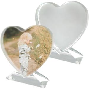 2 Pack Sublimation Crystal Blanks Sublimation Heart Plaque Glass Blanks for Sublimation Award Trophy Photo Picture Frame Tabletop Ornaments DIY Gifts (Heart)