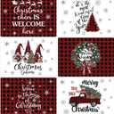 Set of 6 Buffalo Plaid Christmas Placemats 17 x 12'' Red and Black Plaid Placemats Plastic Table Mats Wipeable Washable Vinyl Table Mats for Kitchen Xmas Holiday Dining Party Home Decor Gift
