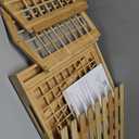 Bamboo Storage Bin - Multipurpose, Stackable Open Front Storage Bin with Bamboo Serving Tray Lid for Kitchen & Pantry - Stylish Lattice Design