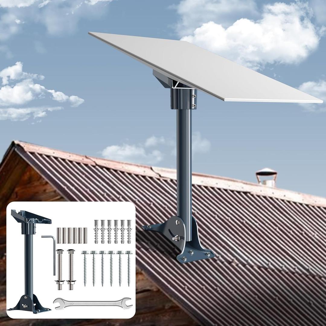 Starlink Gen 3 Mount Adapter Aluminum Alloy, 15.7" Heavy Duty Steel Pivot Pole Pipe with Adjustable Base Mount Kit Compatible with Starlink V3 Standard Dish for Roof