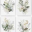 JWVK Watercolor Sage Green Eucalyptus Botanical Wall Art Prints Set of 4, Boho Greenery Plant Leaf Posters Artwork Wall Decor for Home Bathroom Spa Office, 8x10 Unframed
