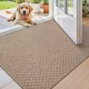 Color&Geometry Thin Front Door Mat Indoor Entrance Non Slip Rubber Backed, 24"x36" Indoor Door Mats for Entryway, Dirt Trapper Doormat, Washable Front Door Rugs, Khaki (Rolled-up NO Creases)