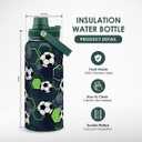 Soccer Water Bottle 32oz Stainless Steel, Travel Tumbler Vacuum Chug Lid Aesthetic Sport for Boys Men Friends Dad Brothers, Gifts for Fathers Day Birthday Christmas