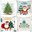 Christmas Pillow Covers, Decorative Winter Holiday Pattern, 18x18 Inch, 4 Piece Set