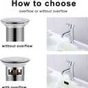 Bathroom Sink Drain Without Overflow, Vessel Sink Lavatory Vanity Pop Up Drain Stopper Without Overflow, Brass and Stainless 304, Chrome