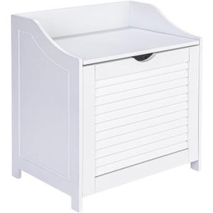 Household Essentials Single Load Hamper Cabinet Seat, White Household Essentials Single Load Hamper Cabinet Seat, White