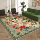 Rugcomf Area Rugs 8x10 Rug for Living Room Clearance Washable Boho Area Rug Non Slip Floral Vintage Low Pile Large Rug for Living Room, Bedroom, Farmhouse, Dining Room, Kids Playroom(Green)