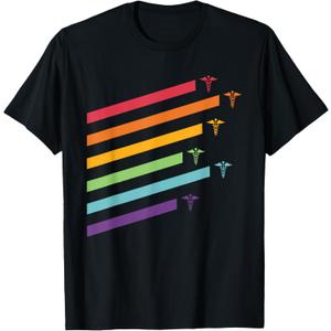 Nurse Doctor Rainbow Pride LGBTQ T-Shirt (Small, Black)