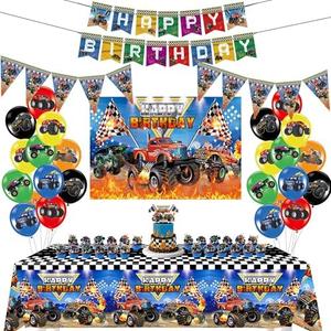 Monster Truck Birthday Party, Hot Jam Monster Wheels Party Supplies Tablecloth