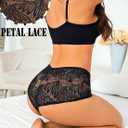 Sexy Underwear for Women Petal-soft Lace V-waisted Boy Shorts Cute Cheeky Ladies Panties Fashion Lightweight Lingerie 6 pack (Black, M)