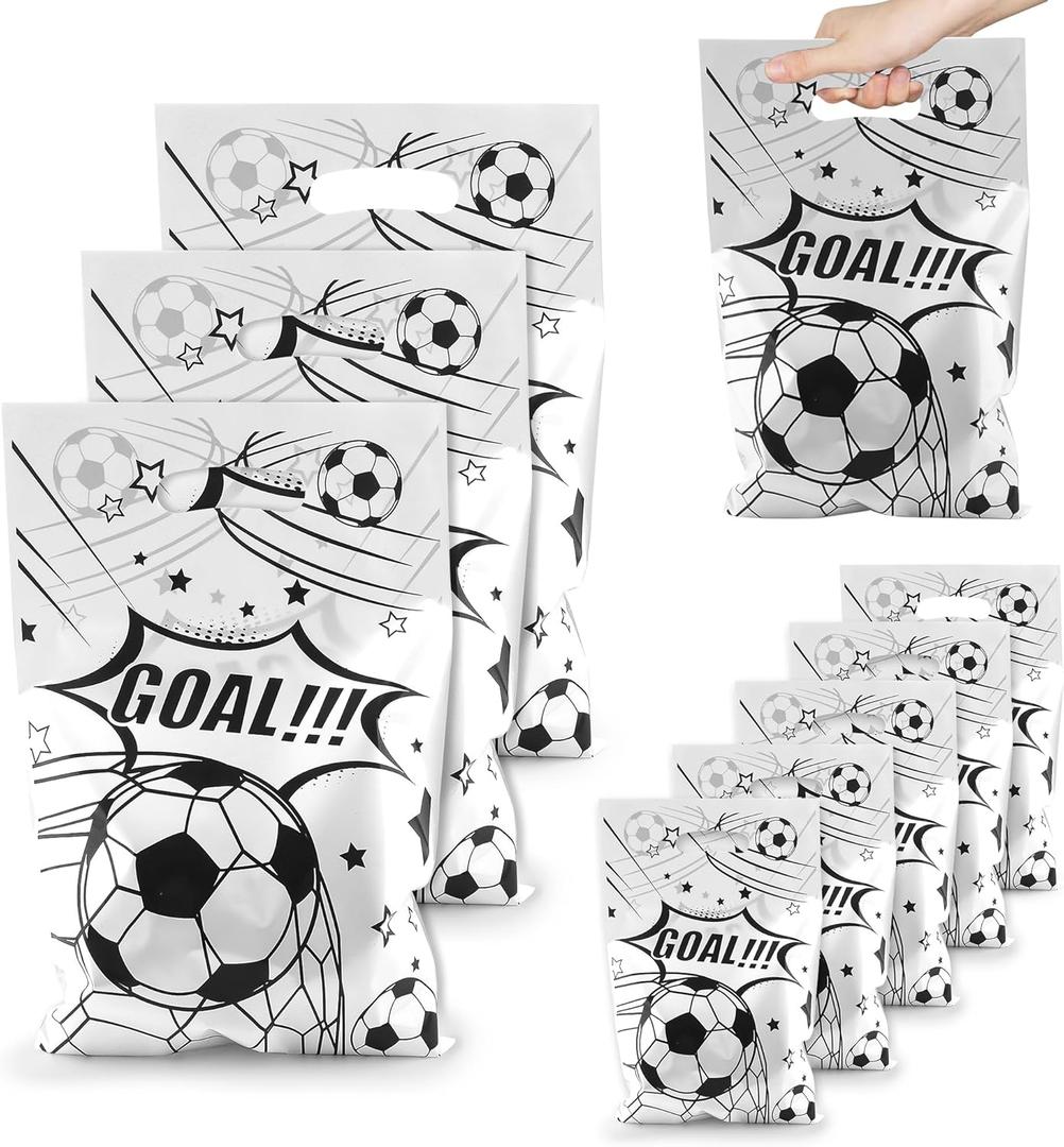 7 x Soccer Goodie Bags Party Favors, Soccer Gift Bags, 50 Pcs Soccer Snack Bags for Team Goody Snacks Candy Treat Bag Football Party Decorations Birthday Theme Supplies Gifts for Kids Games Sports Events