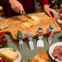 4-Piece Hand Christmas Resin Handles Cheese Knives, Xmas Charm Cheese Spreader Knife for Charcuterie Board Tools