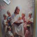 Jesus With Children Wall Art Jesus Teaching Kids print painting poster Christian Kids Room Canvas Wall Decor Picture for Living Room Bedroom Prayer Room Ready To Hang Wooden Framed