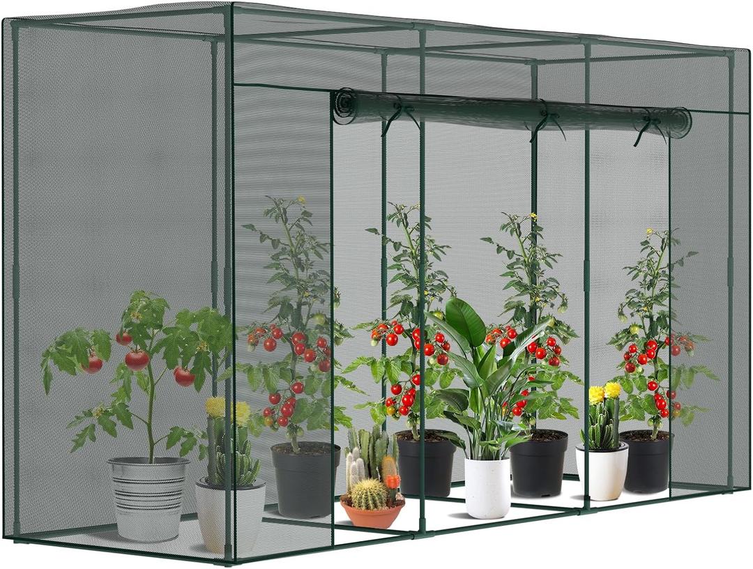 SUNYRISY Garden Plant Netting Crop Cage for Garden Raised Bed, 9.8 x 3.3 x 6 Ft Plant Cover Cage Protectors from Animal for Outdoor Plants with Frame and Zippered Door