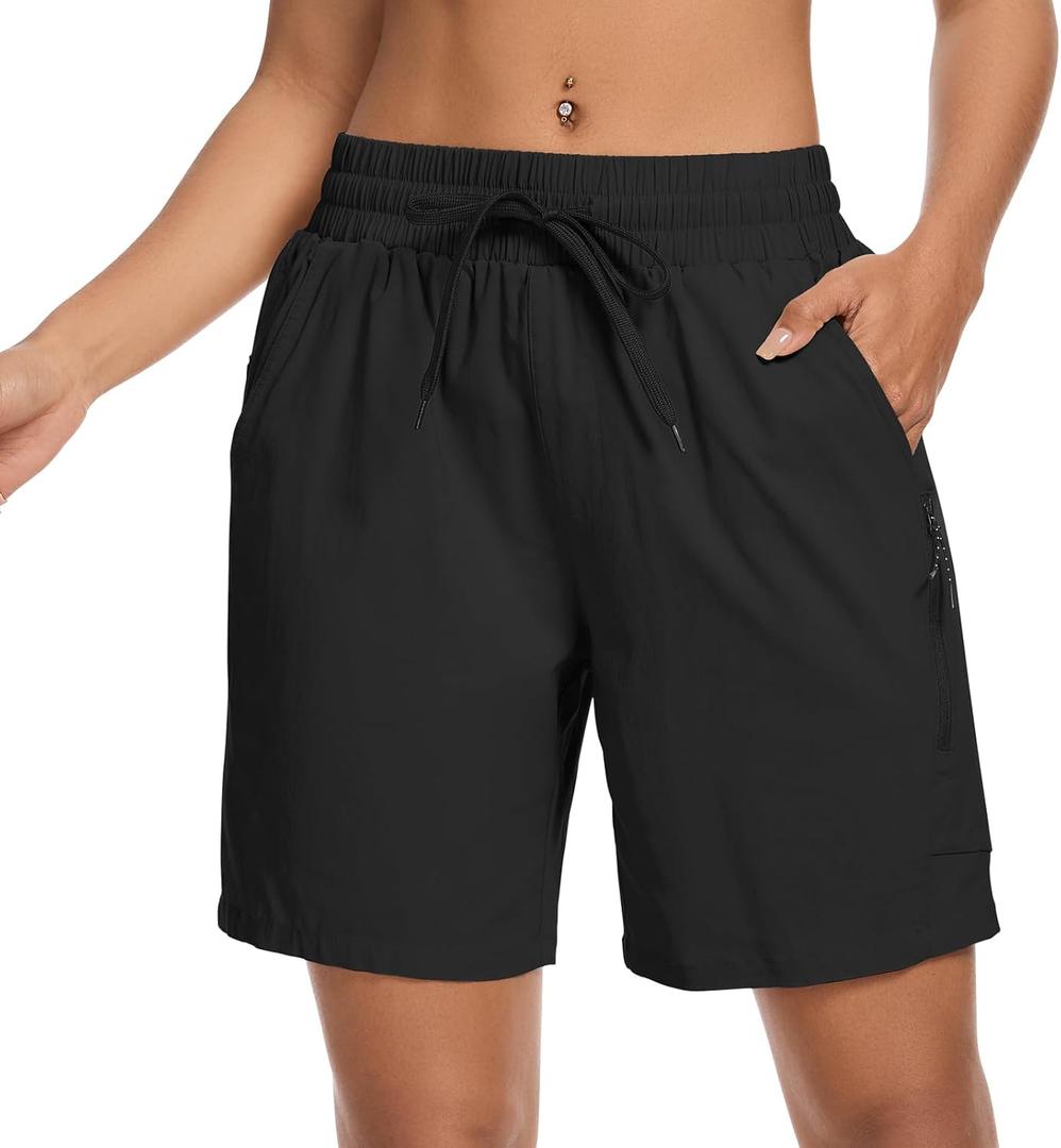 Women's 7" Hiking Cargo Shorts Quick Dry Athletic Short Pants Outdoor Water Resistant Bermuda Shorts with Multi Pockets