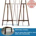 A - Frame Wooden Display Easel with Wheels - Adjustable Lyre Beechwood Studio Easel Stand Holding Canvas Up to 90", Inclinable Artist Floor Painting Easel for Artwork Painting, Brown