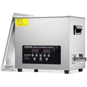 CREWORKS 10L Digital Ultrasonic Cleaner with Degas Gentle Modes, 2.6 gal. Ultrasonic Cleaning Machine, 240W Professional Ultrasound Cleaner with 300W Heater & 30 min Timer for Auto Machine Parts Tools