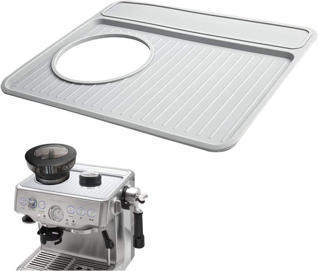 Tamping Mat for Breville 870/880, Espresso Tamper Mat for Barista Touch/Express, Silicone Prevent Scratching, Top Mat for Breville Espresso Machine Accessories, Waterproof Heat Resistant(Grey) (Gray)