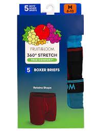 Fruit of the Loom Boys 360 Stretch True Comfort Boxer Brief Underwear, 5-Pack, Sizes S
