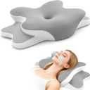 WENGTY Dreams Relief Pillow,Sleep Apnea Pillow w/Neck & Snoring Relief,Orthopedic & Ergonomic Contour Cervical Memory Foam Cooling Pillow for Side Sleepers,Medium Firm Support (Grey, Queen Size)