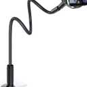 Lamicall Gooseneck Phone Holder for Bed - Overall Length 38.6in, Flexible Leather Wrapped Arm, 360 Adjustable Clamp Clip, Overhead Cell Phone Mount Stand for Desk, Compatible with All Cellphone (4-7) (Black)