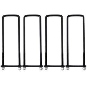 Heavy Duty Square Bend U-Bolt Kit, 4 Pack, 3-1/2" x 16", U Bolts with Frame Plates, Nuts & Washers for Automobile Trailer