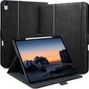 Handcrafted Case for iPad Air 13 Inch M3 2025/M2 2024 A3268 A3269 A2898 A2899 with Pencil Holder & Hand Strap & Pocket,Magnetic Clasp,Multi Angles Stand,Folio Cover,Auto Sleep/Wake,Black