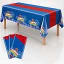 Birthday Parties Plastic Tablecloth, Spider Themes Disposable Table Covers 54 x 108 Inch Web Cartoon Pattern Table Cloths Party with Friends and Family (Spider - Blue Cloth, 3pcs)