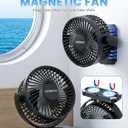 Cruise Approved Magnetic Fan with 12000mAh Rechargeable Battery, Cruise Fan with 3 Speeds, Timer, Led Lights, Power Output & Bottom Hook, Portable Fans for Camping Travel Cruise Essentials