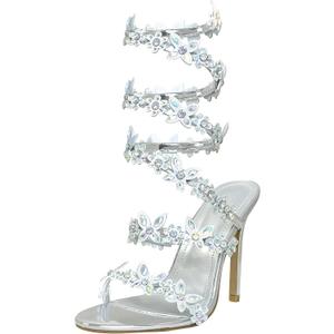 Women's Rhinestones Jeweled Wrap Crystals Sandals, Size 7.5