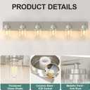 IZORRO Bathroom Vanity Light Fixture, 6-Light 46 Inch Brushed Nickel Bathroom Light Fixtures Over Mirror, with Clear Glass Shade, Modern Farmhouse Vanity Lights, Rustic Restroom Lighting Fixtures