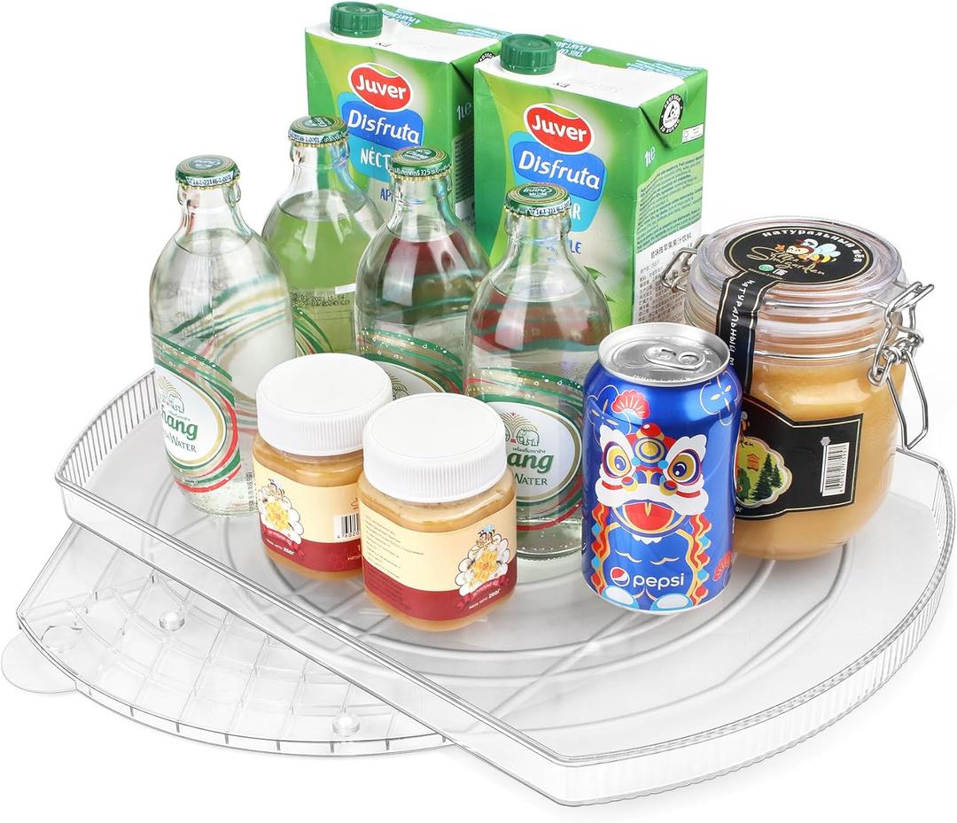 FIRJOY Lazy Susan Turntable for Refrigerator, Square Turntable Organizer for Fridge Cabinet, Pantry, Countertop (15.3" x 11.1" Rectangle 1 Pack - Clear)