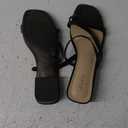 Ankis Black Nude White Strappy Heels Women 1 Inch Low Chunky Block Heel Heeled Sandals Square Open Toe Slip On Slides Mules
8