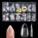 UNA GELLA Short Almond Gel Nail Tips, 600 Pcs X-Soft Nail Tips Almond Shape Pre-Filed Clear Press On Nails 12 Sizes Full Cover Fake Nails for Extension Home DIY Salon