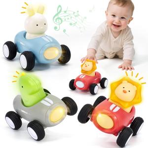 hahaland Toy Cars for Toddlers 1-3 - Push and Go Cars Musical Light up Toys for 1 Year Old Boy Gifts, Friction Powered Car Toddler Toys for One Year Old Birthday Easter Baby Boy Girls Gifts, 3 PCS