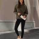 ZAFUL Women's Seam Oversized Hoodies Fleece Comfy Sweatshirts Fall Fashion Casual Pullover Tops 2025 Winter Clothes (Brown, S)