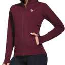 Baleaf Women's Fleece Running Jacket Water Resistant Full Zip Winter Cold Weather Gear Thermal Cycling Workout Jackets (Medium, Wine Red)