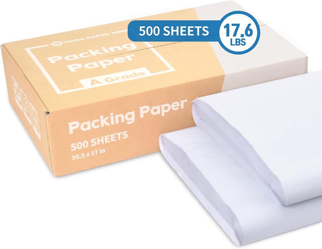 Packing Paper Sheets For Moving 30.5" X 17" 500 Sheets 17.6Lb A Grade Newsprint Paper For Wrapping Storage Shipping Box Packaged Ideal For Wrap Dish Glassware