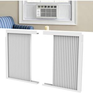 BJADE'S Window Air Conditioner Side Panels with Frames, Accordion Filler Curtain Kit for Most 5000 BTU Units,Adjustable Insulation Panel for Window AC Seal Replacement Screen